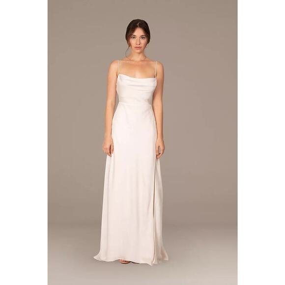 Fame & Partners Rosabel Cowl Neck Satin Gown with Spaghetti Straps - S - Picture 2 of 4